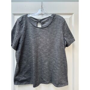 Talbots Woman 2X Charcoal Grey Twist Back Keyhole Tee Short Sleeve Cotton Blend